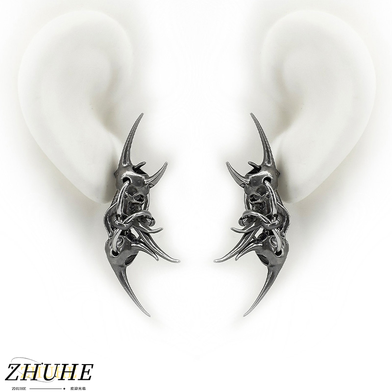 Women'S Fashion Edgy - Brincos de caveira com chifre de