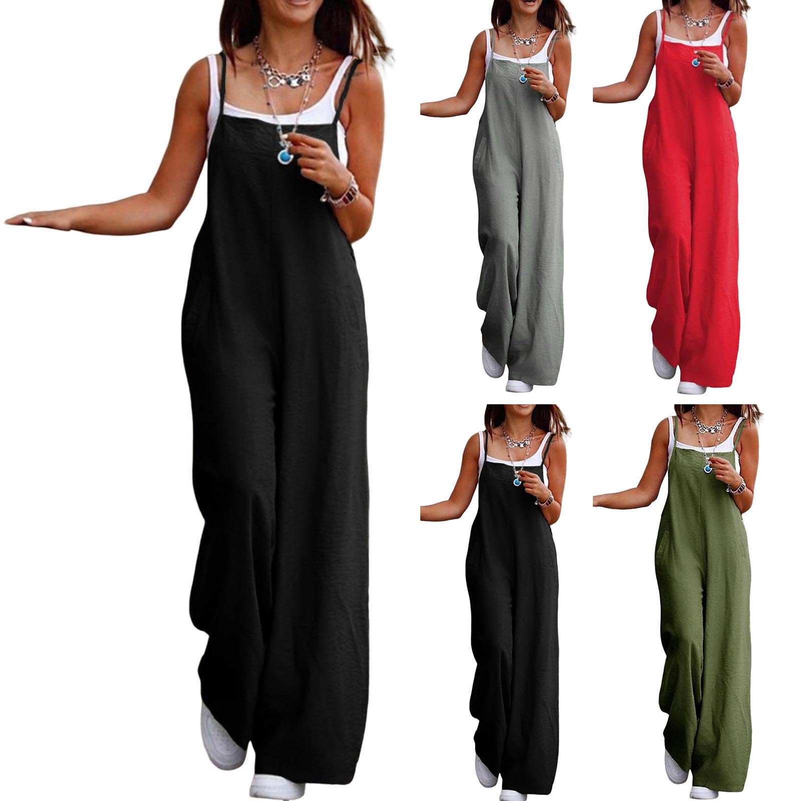 Women'S Fashion Overalls - Macacão casual solto sem mangas feminino,