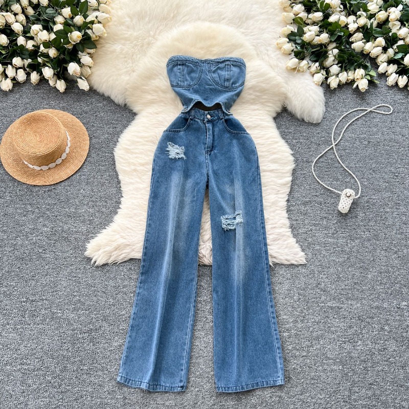 Mom Jeans Women - Macacões Jeans Femininos Sem Alças, Sem