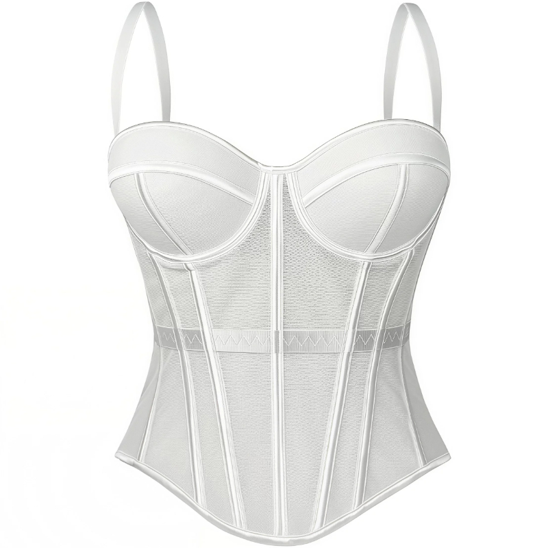 Corset Top Boned - Top feminino com barbatanas, estilo corpete,