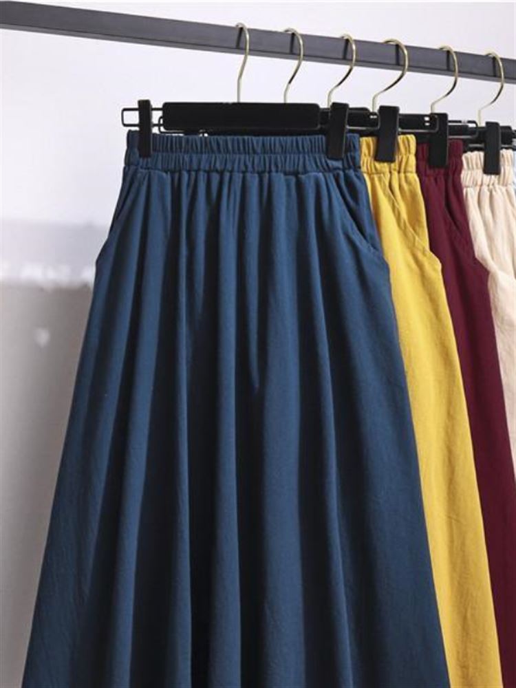 A-Line Skirt Midi - Nova Saia Midi de Algodão e