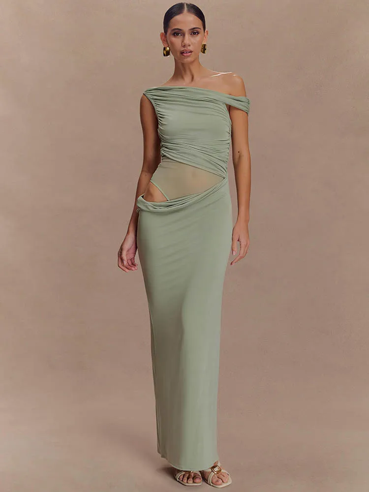 Women'S Fashion In 1920 - Um ombro slinky sexy maxi vestido