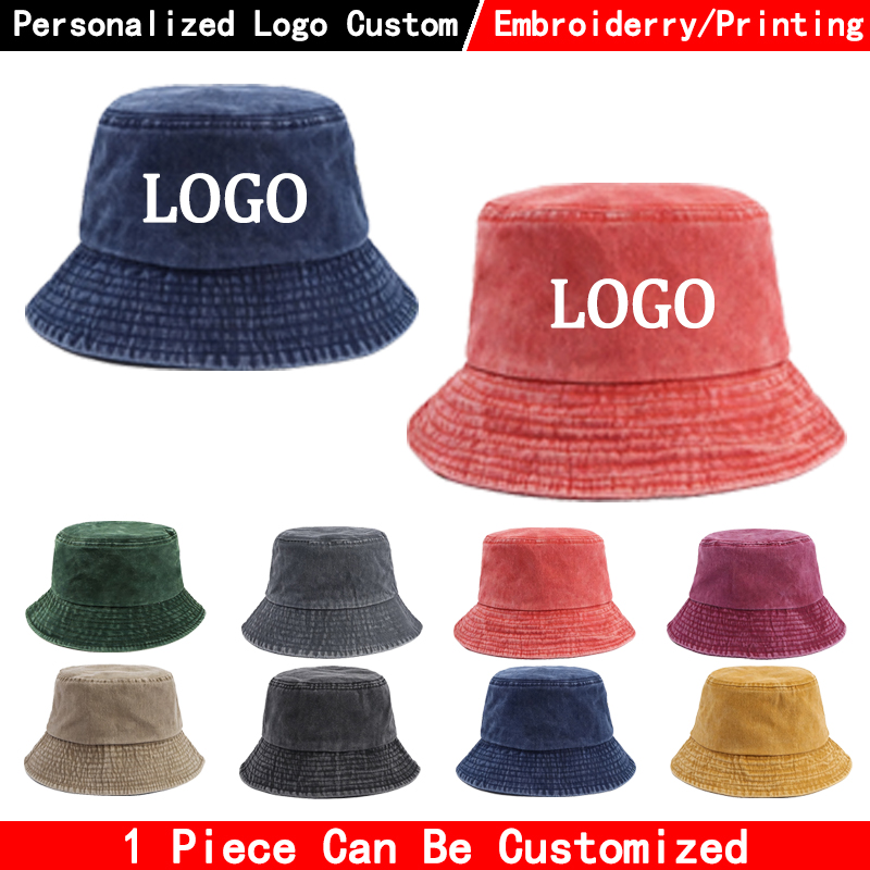 Women Fashion Logo Design - Chapéu Bucket de Denim com Logo