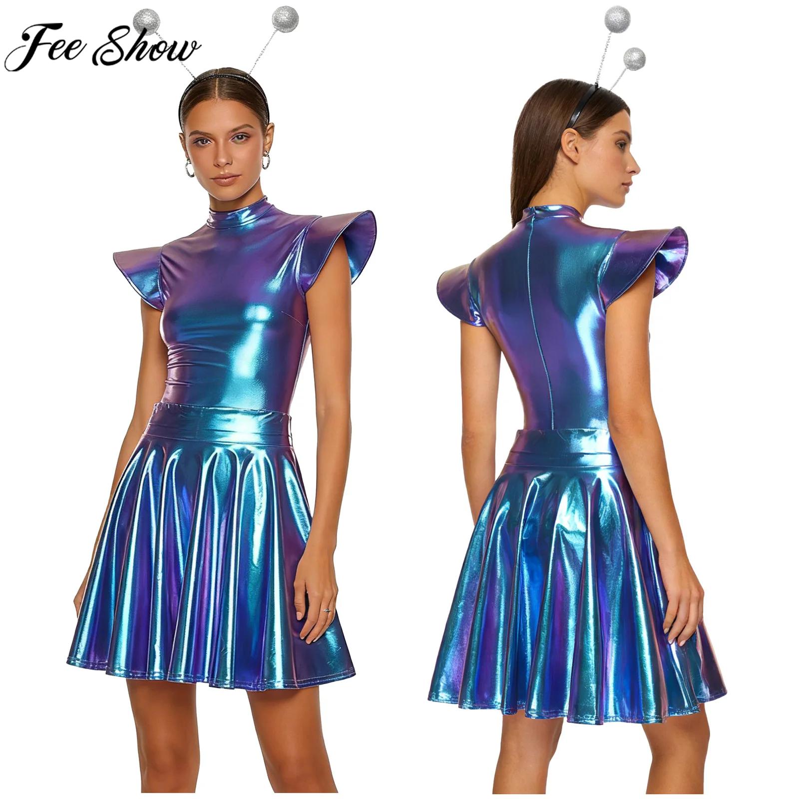 Pleated Skirt Women - Fantasia de Halloween para Mulheres, Robô