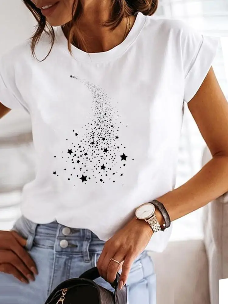 Women'S Fashion Trends 2026 Spring Summer - Camiseta Feminina Estampada com Estampa Gráfica,