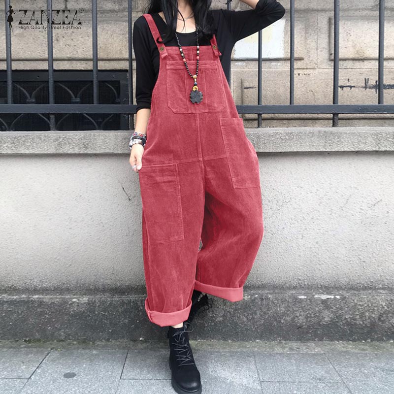 Women'S Fashion Overalls - Macacão Feminino de Veludo Cotelê ZANZEA