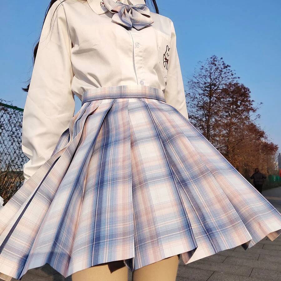 Pleated Skirt Women - Mulheres jk mini saias japonês cintura