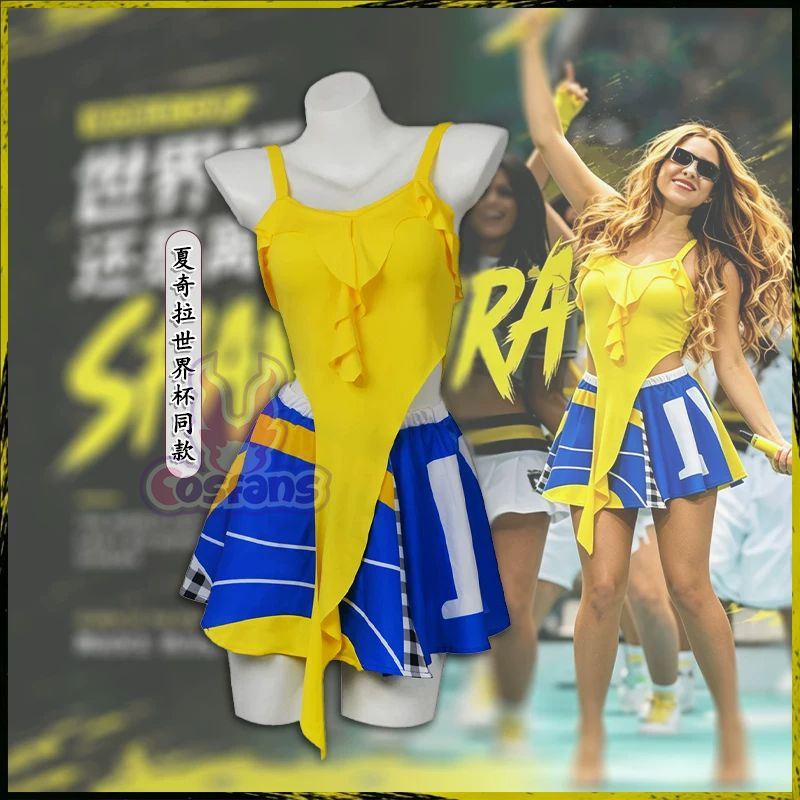Pleated Skirt Women - Fantasia Sexy de Cheerleader, Top Amarelo,