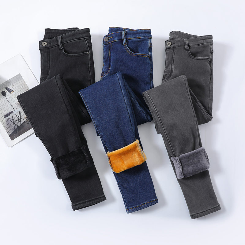 Mom Jeans Women - Calças jeans skinny térmicas para mulher,