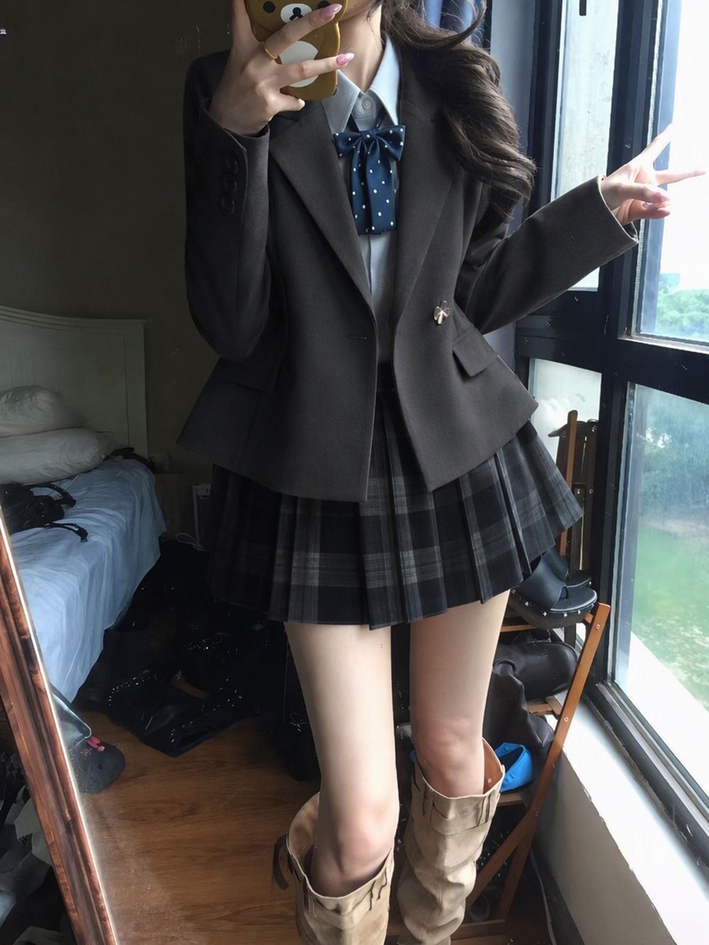 Pleated Skirt Women - Conjunto Vintage Coreano Y2K de 3