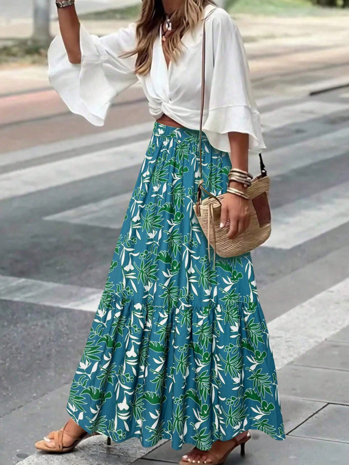 A-Line Skirt Midi - Saia Maxi Floral Plus Size para