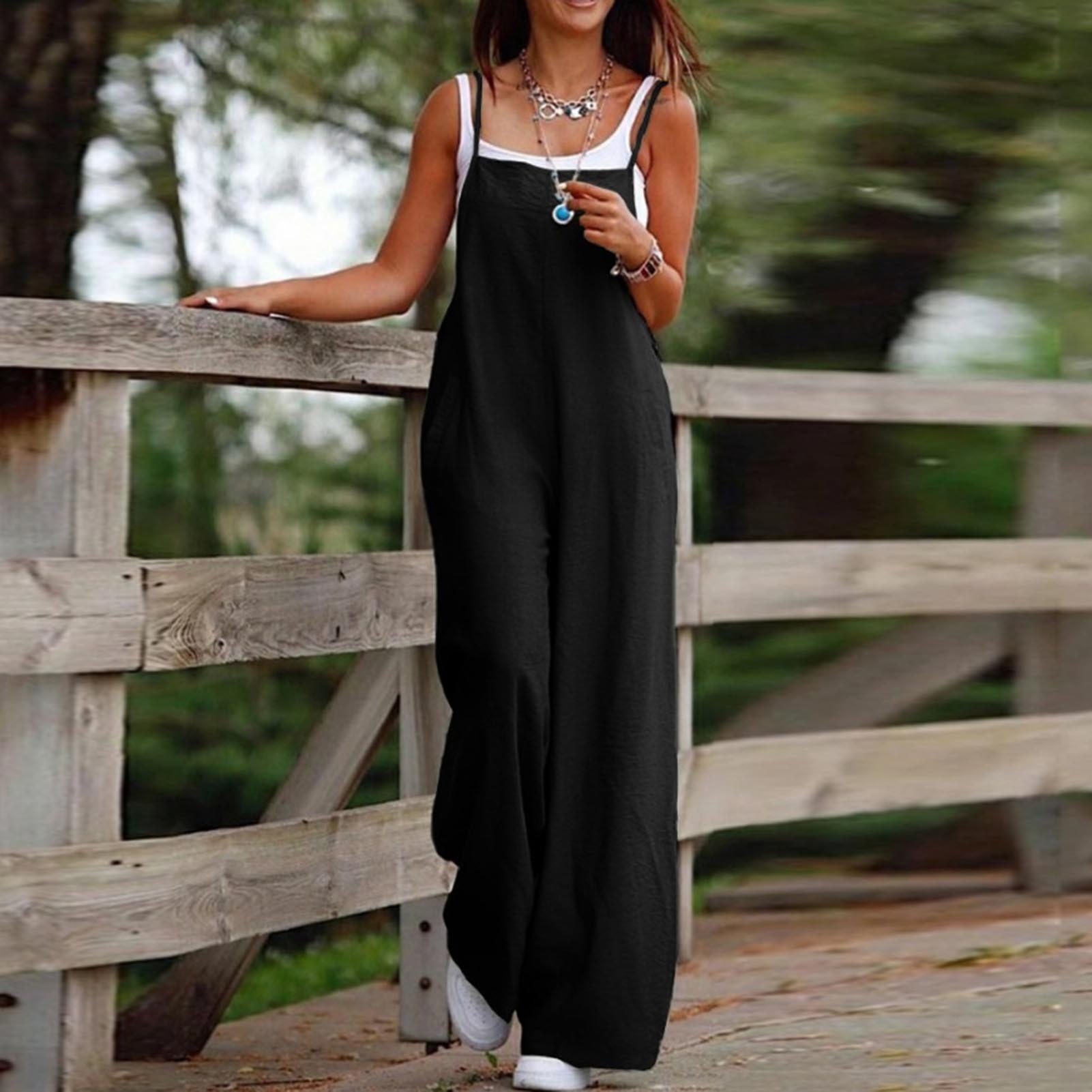 Macacão casual solto sem manga - Women'S Fashion Overalls avaliação e preço