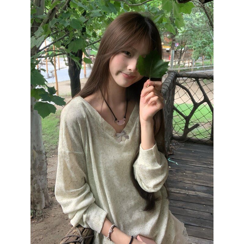 Blusa de manga comprida com de - Women Fashion Korean avaliação e preço