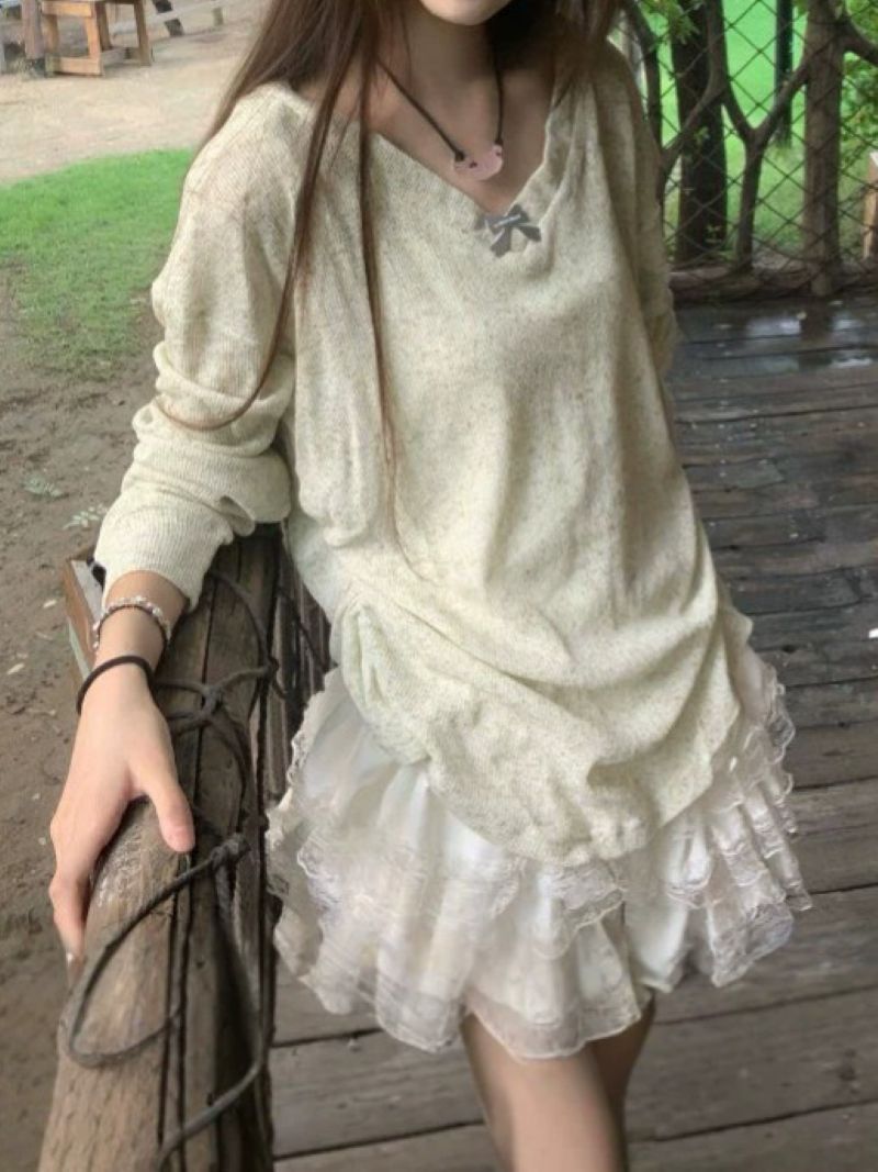 Blusa de manga comprida com de - Women Fashion Korean avaliação e preço