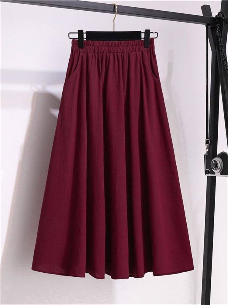 Nova Saia Midi de Algodão e Li - A-Line Skirt Midi avaliação e preço