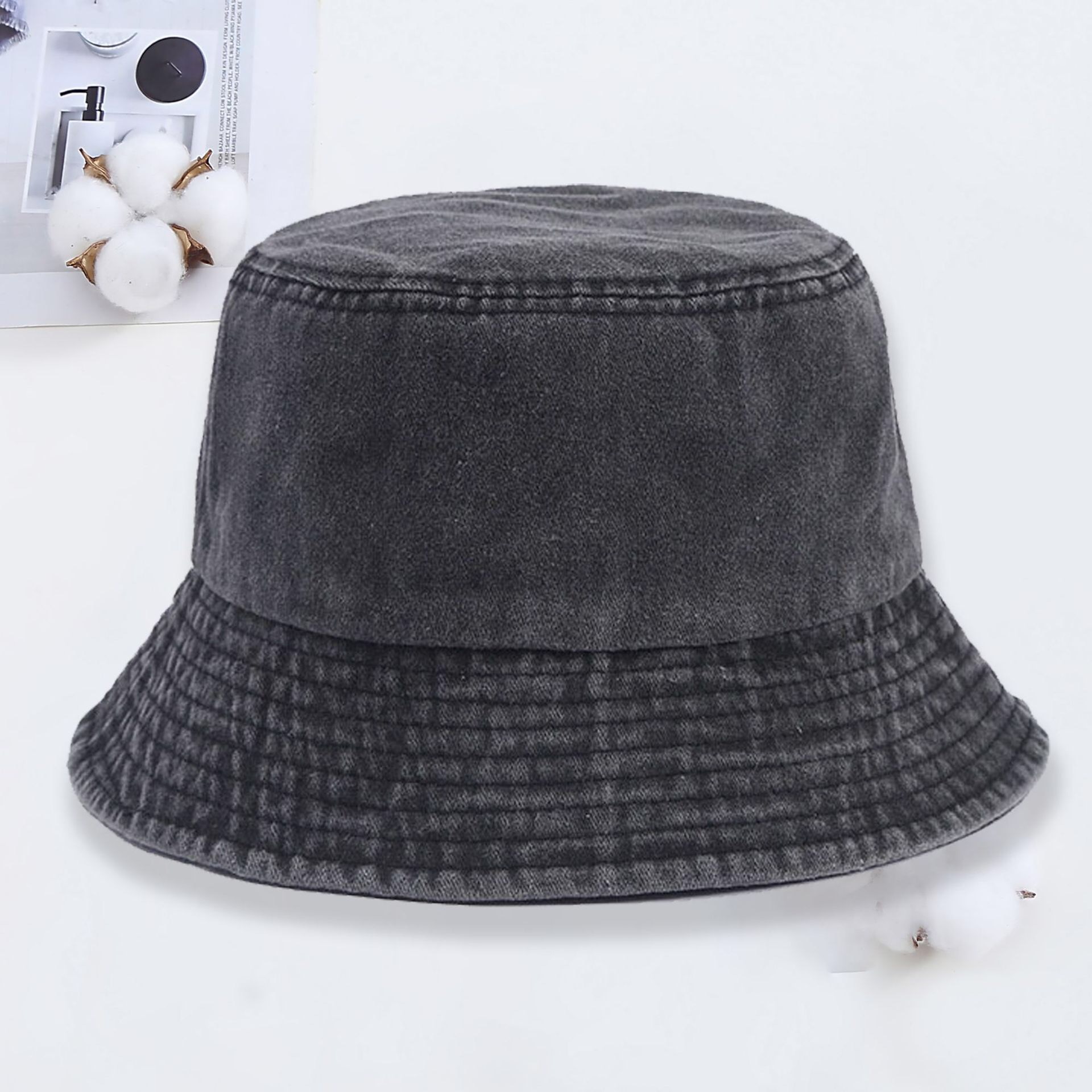 Chapéu Bucket de Denim com Log - Women Fashion Logo Design avaliação e preço