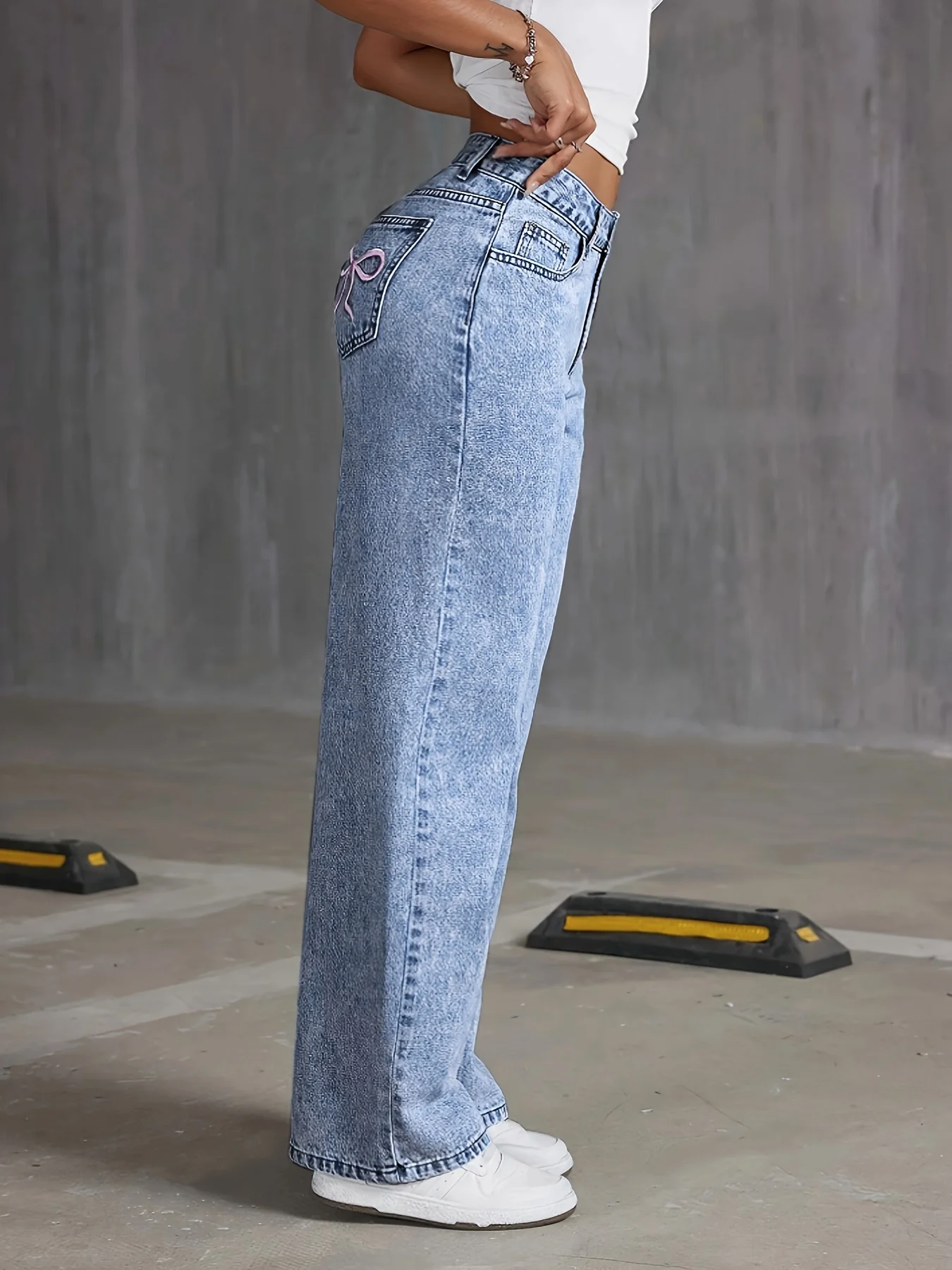 Calças femininas de bolso tras - Mom Jeans Women avaliação e preço