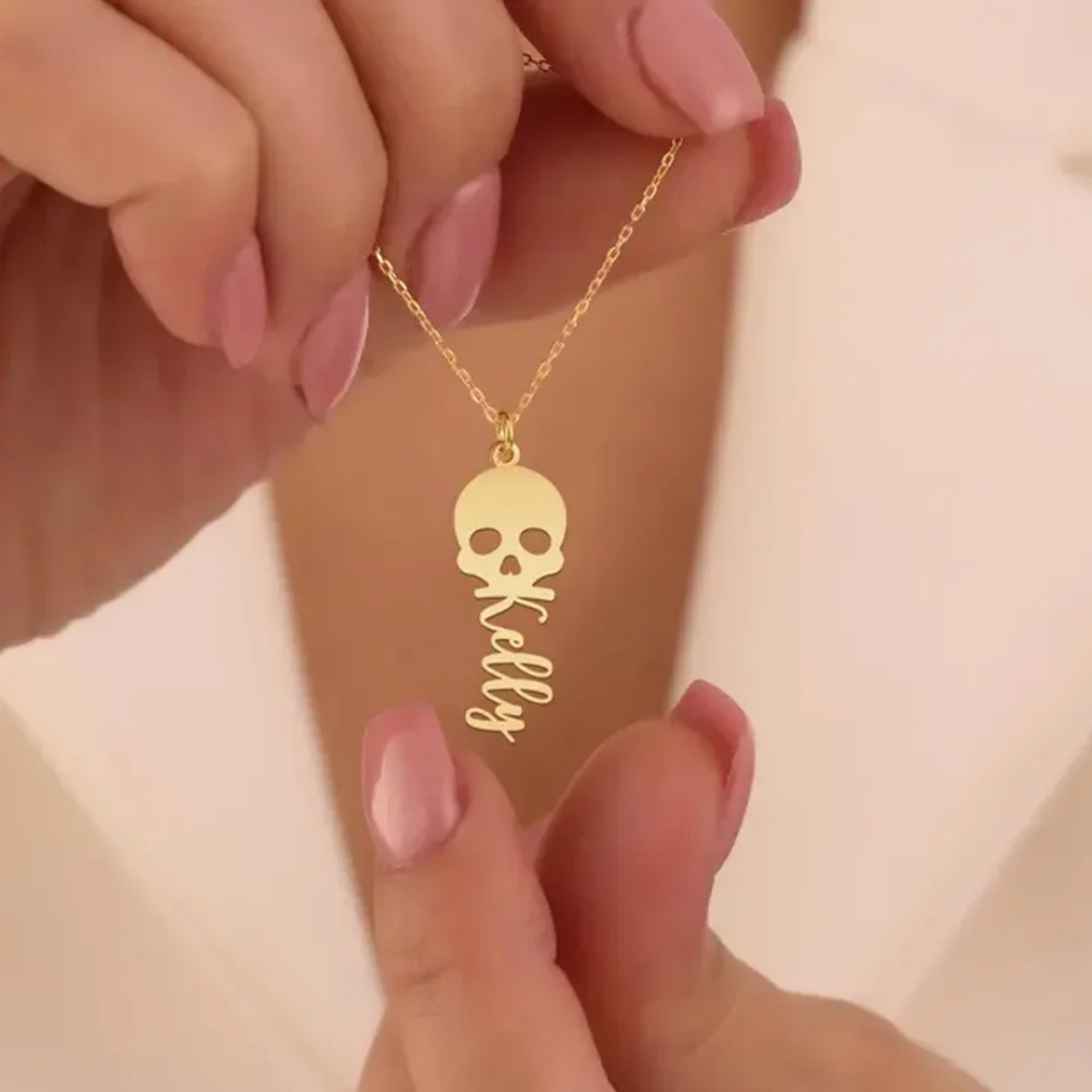 Colar de caveira personalizado - Women'S Fashion Edgy avaliação e preço