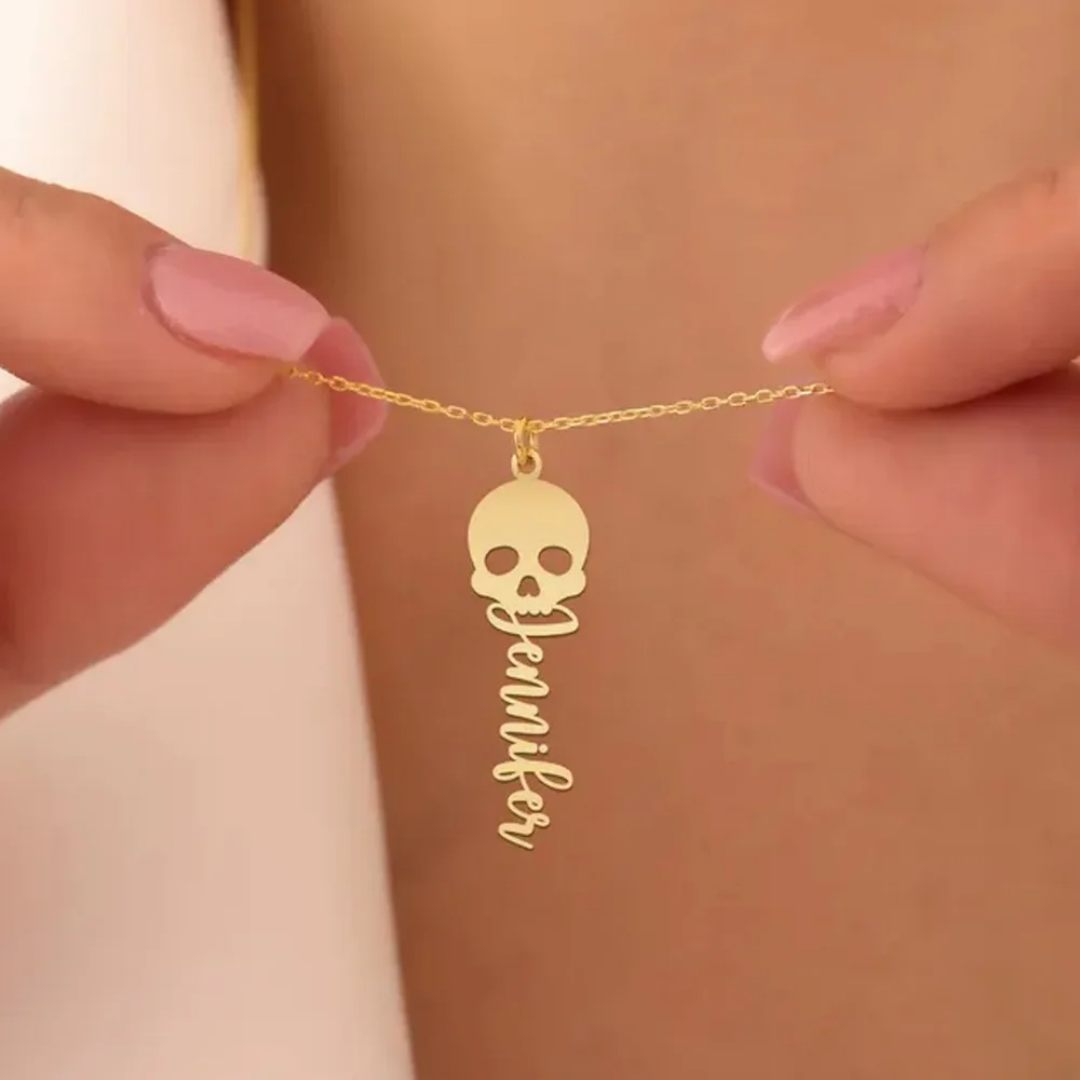 Colar de caveira personalizado - Women'S Fashion Edgy avaliação e preço