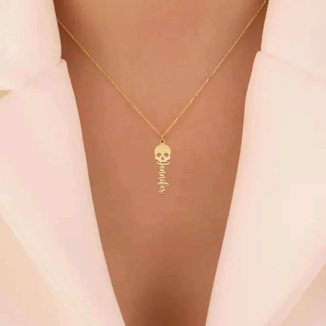Colar de caveira personalizado - Women'S Fashion Edgy avaliação e preço